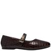 CLARKS WOMENS LIVIA JANE STRAP FLATS - DARK BROWN